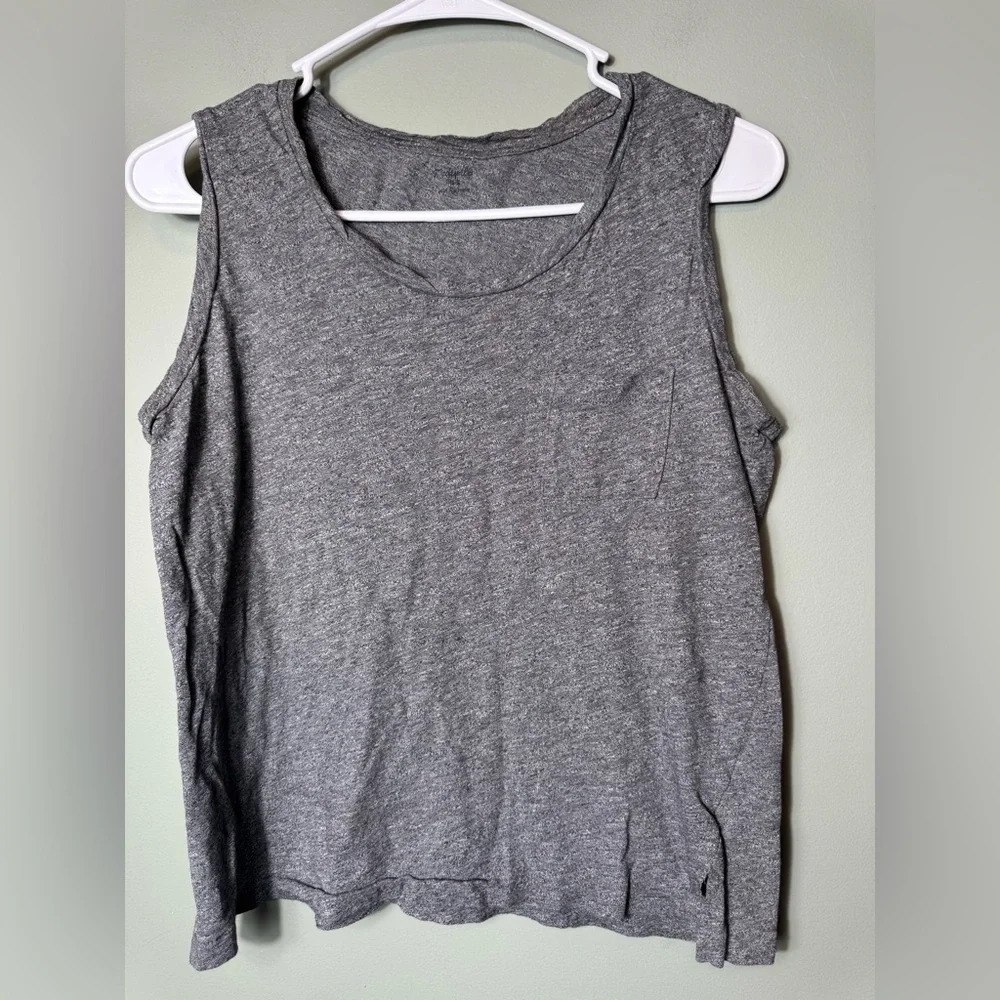 Madewell Women's V-Neck Gray Pocket Tee Top Cotton‎ Sleeveless Pullover Small
